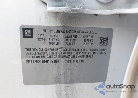 2015 Chevrolet Impala Ls z USA, uszkodzony, nr VIN 2G11Z5SL6F9187184